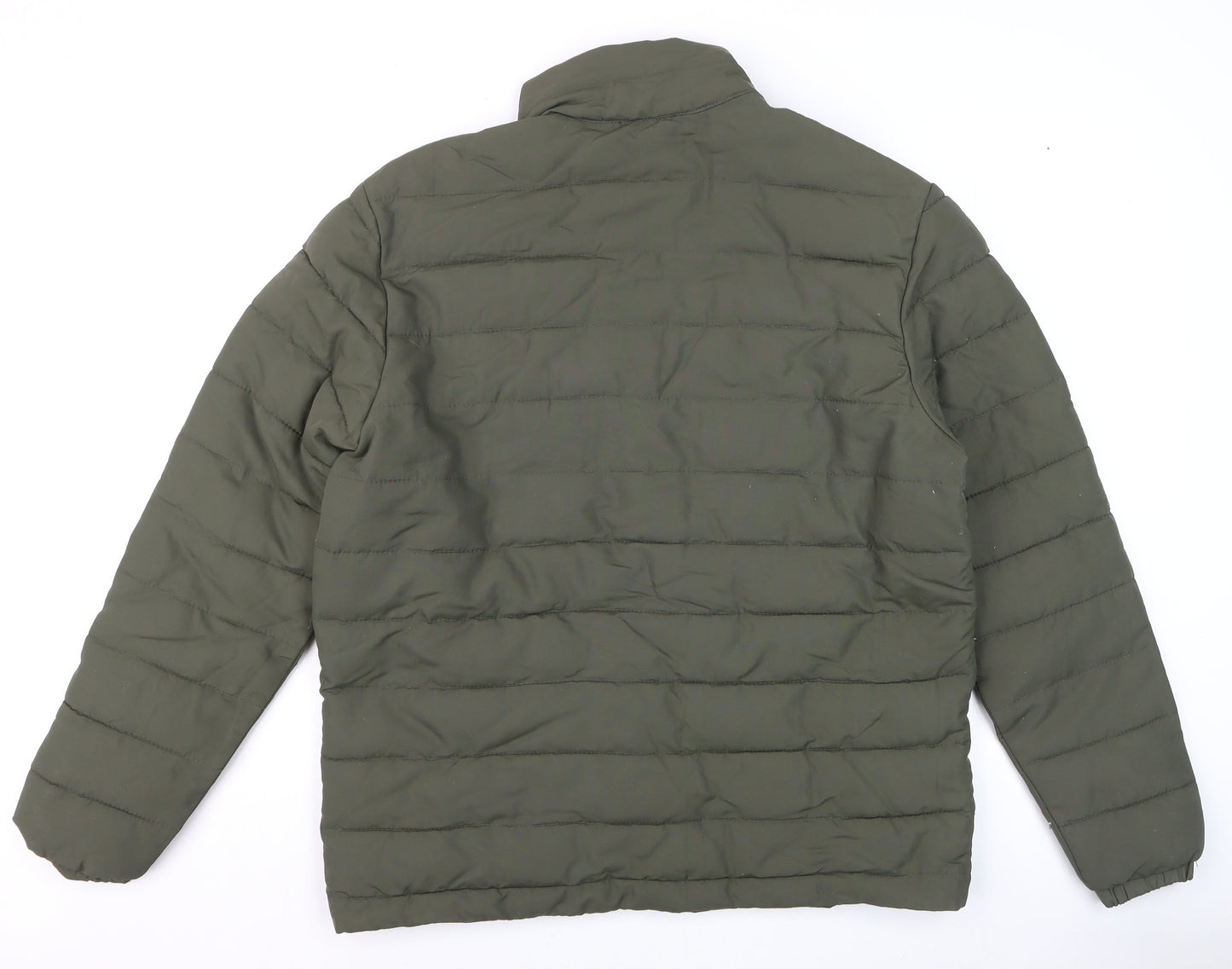 Avenue Mens Khaki Green Puffer Jacket Size M Full Zip Lightweight Warm