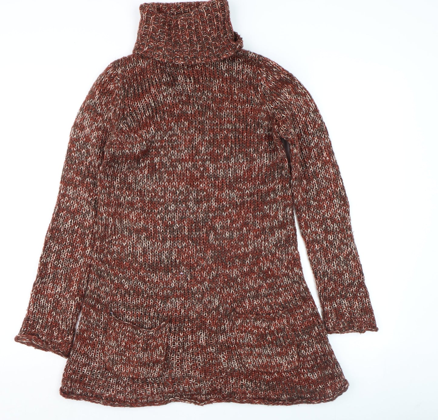 Wear With Pride Women's Brown Roll Neck Chunky Knit Jumper Size M