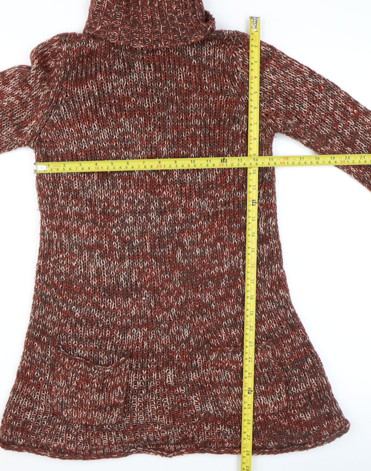 Wear With Pride Women's Brown Roll Neck Chunky Knit Jumper Size M