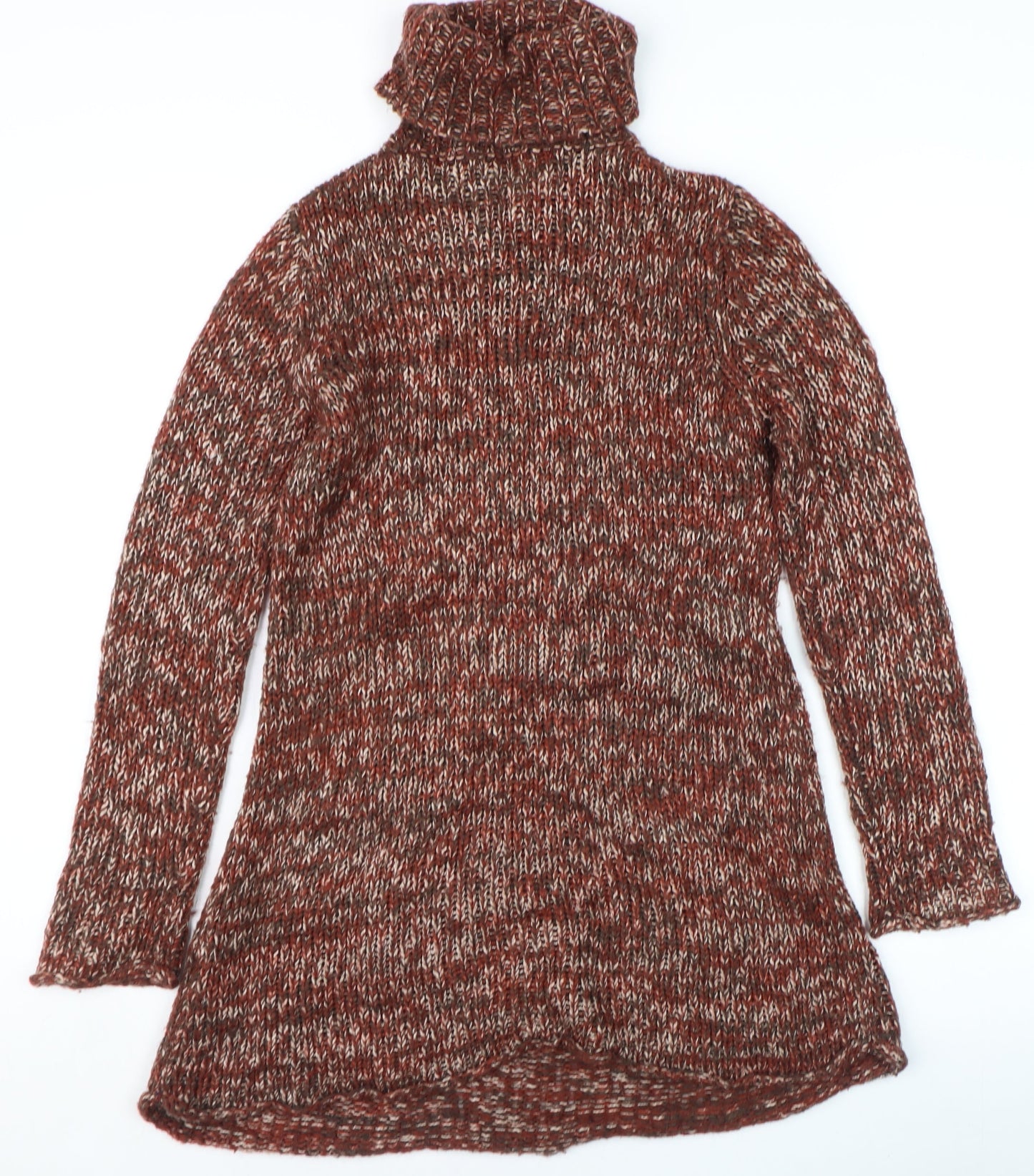 Wear With Pride Women's Brown Roll Neck Chunky Knit Jumper Size M