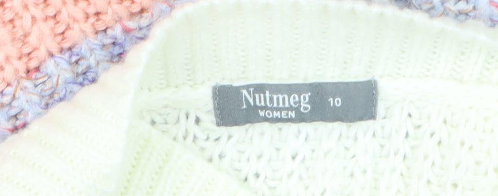 Nutmeg Women Multicoloured Size 10 Chunky Knit Pullover Jumper