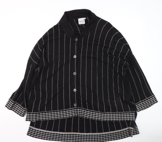 Wall Women’s Black Striped Alpaca Blend Collared Cardigan Size S