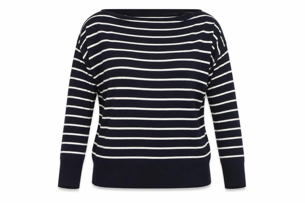 H&M Women's Blue Striped Boat Neck Pullover Jumper XS