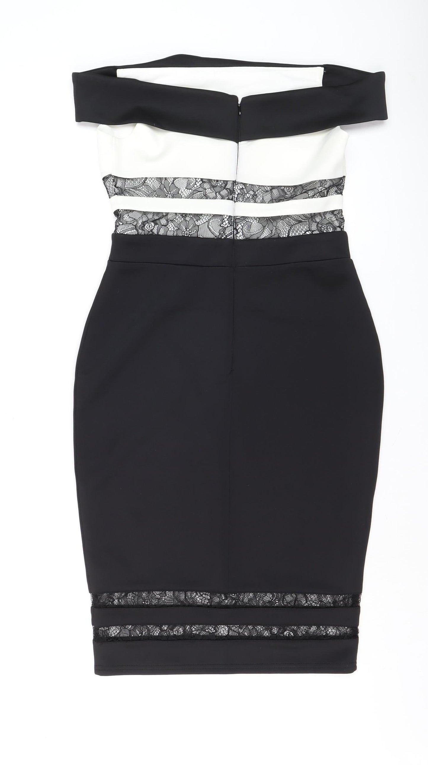 Love Women's Black Off Shoulder Lace Bodycon Dress Size 10