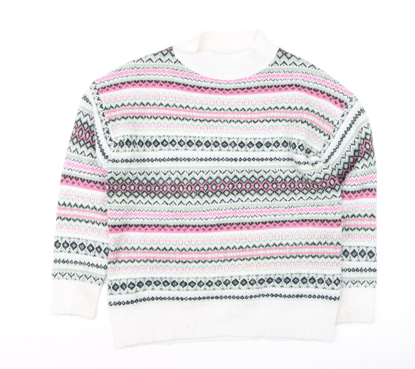 Isle Womens Multicoloured Fair Isle Knit High Neck Jumper Size S