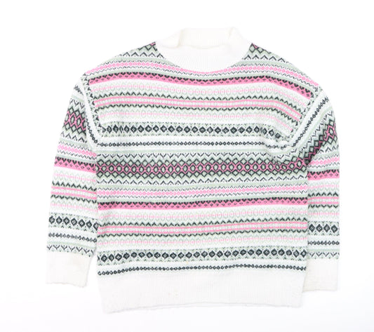 Isle Womens Multicoloured Fair Isle Knit High Neck Jumper Size S