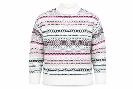 Isle Womens Multicoloured Fair Isle Knit High Neck Jumper Size S