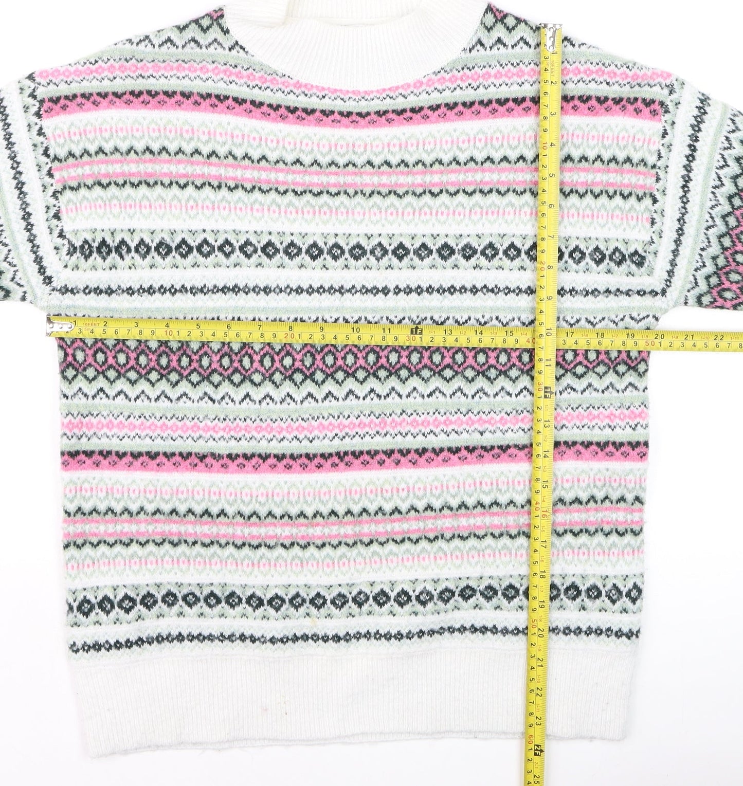 Isle Womens Multicoloured Fair Isle Knit High Neck Jumper Size S