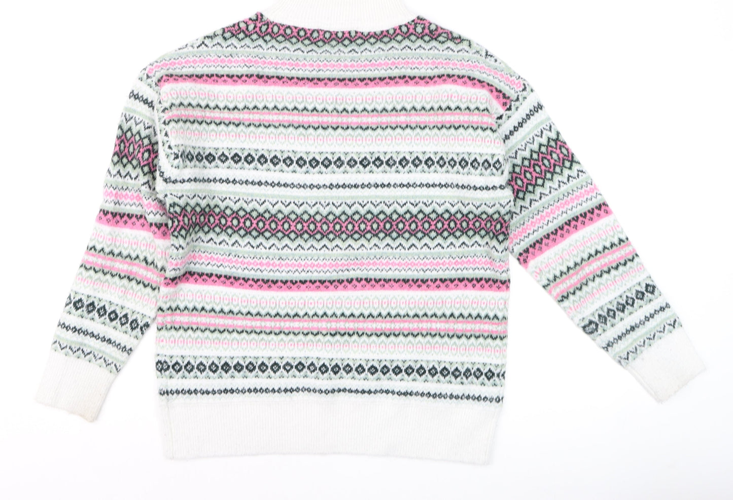 Isle Womens Multicoloured Fair Isle Knit High Neck Jumper Size S