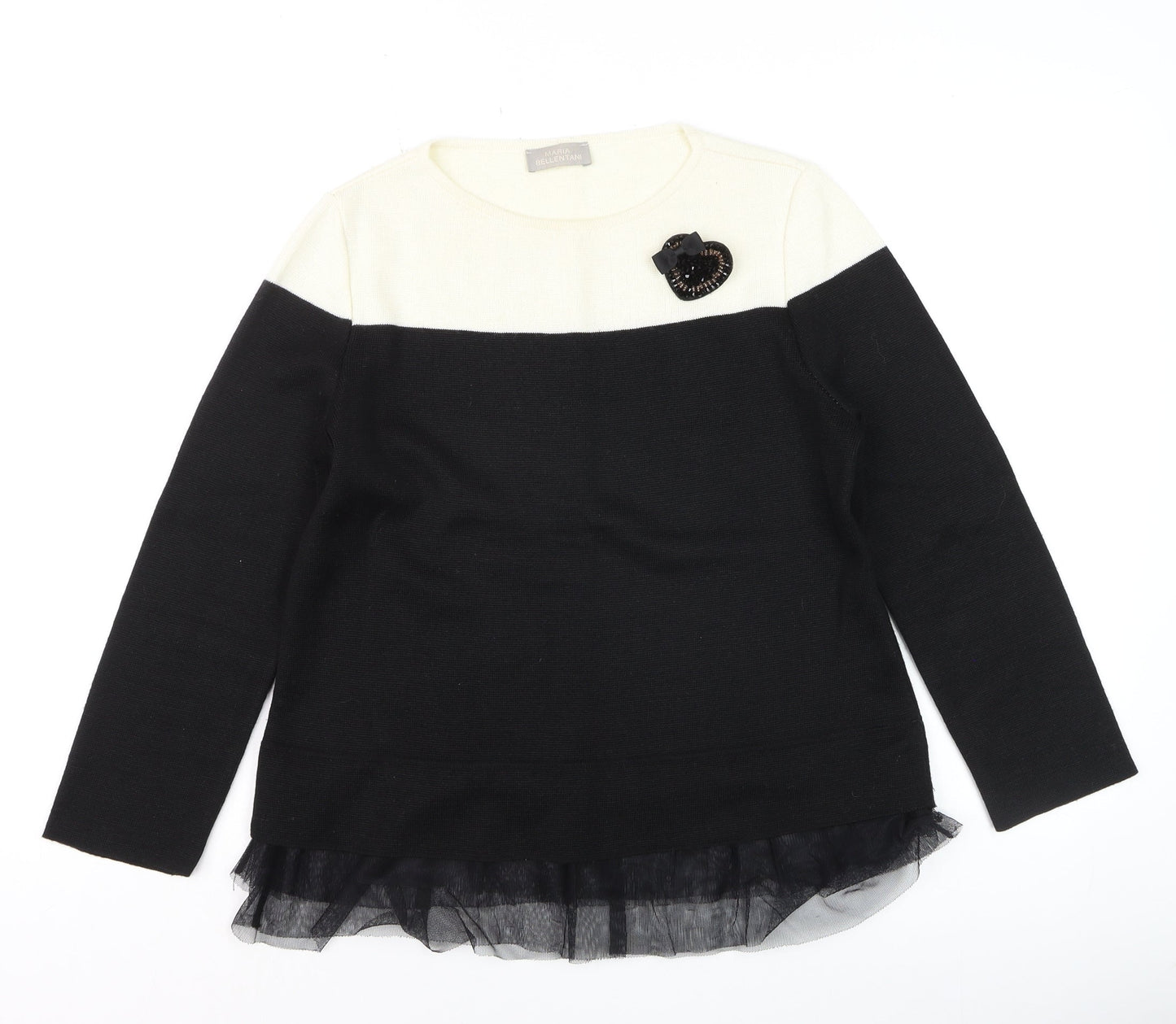 Maria Bellentani Women Black Wool Blend Pullover Jumper Size 10