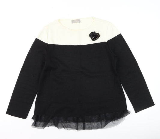 Maria Bellentani Women Black Wool Blend Pullover Jumper Size 10