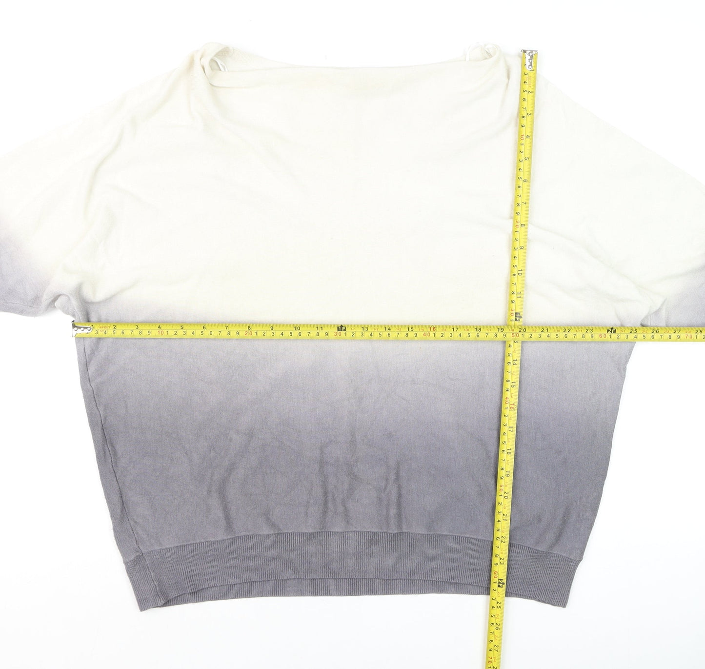 Mint Velvet Womens Grey Ombre Knit Jumper Size 14 Boat Neck