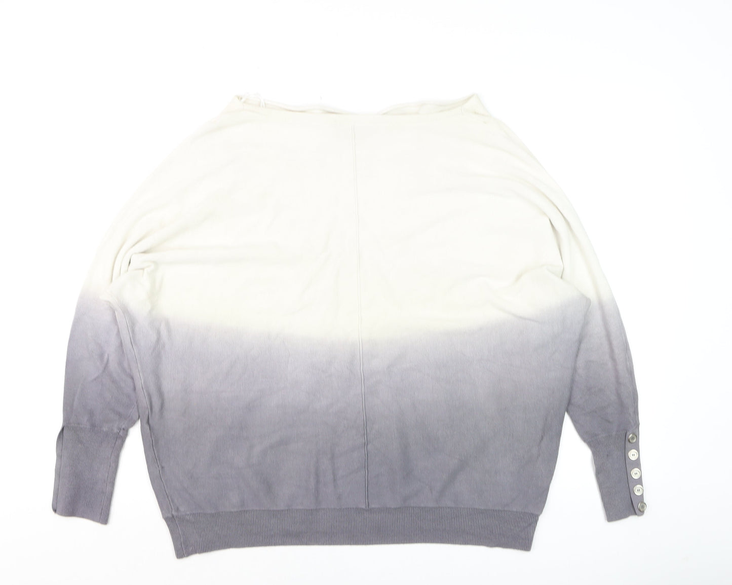 Mint Velvet Womens Grey Ombre Knit Jumper Size 14 Boat Neck