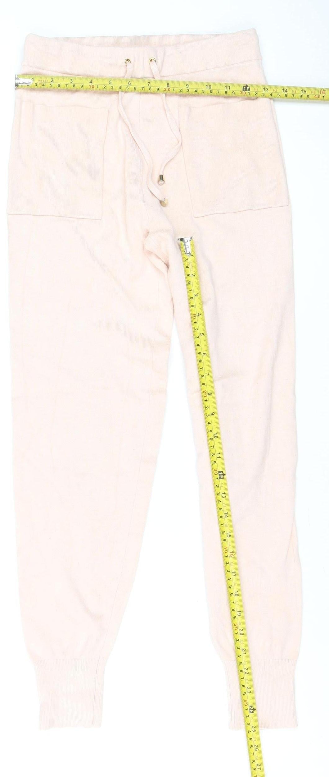 Oasis Women Pink XS Jogger Trousers Cotton Blend Elastic Waist