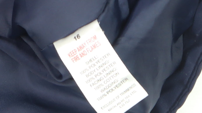 Papaya Women’s Blue Parka Jacket Size 16 Hooded Lined Zip Pockets