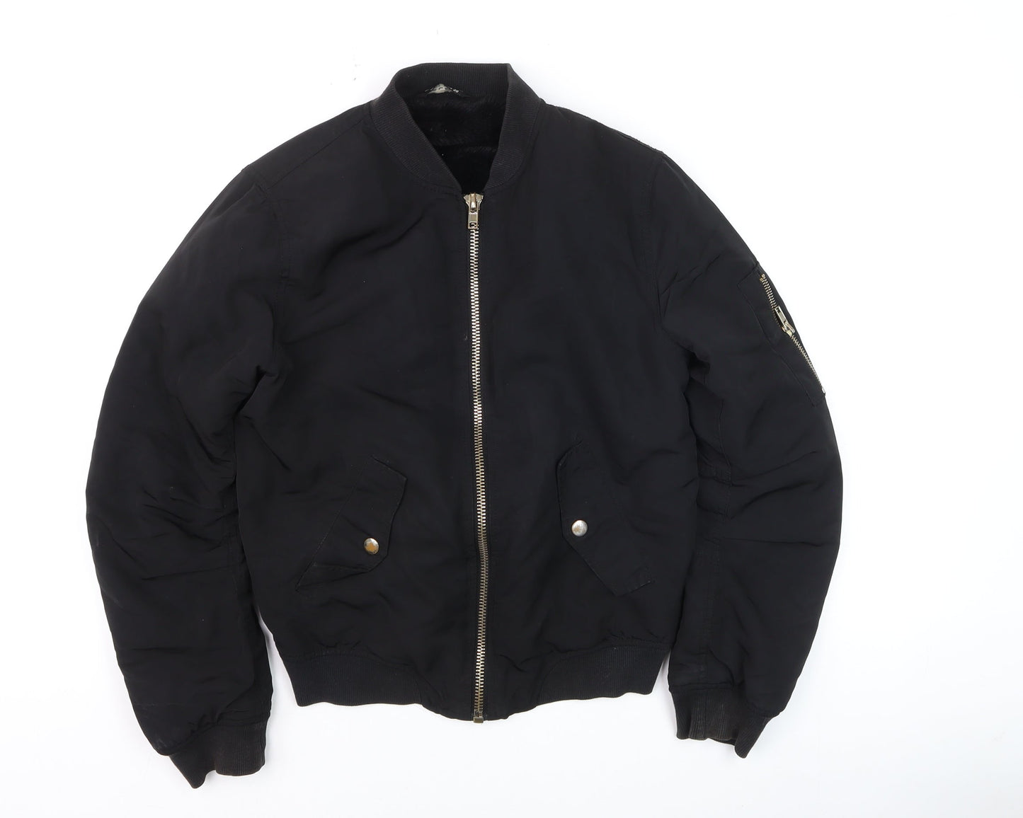Select Womens Black Bomber Jacket Size 10 Polyester Lined Casual
