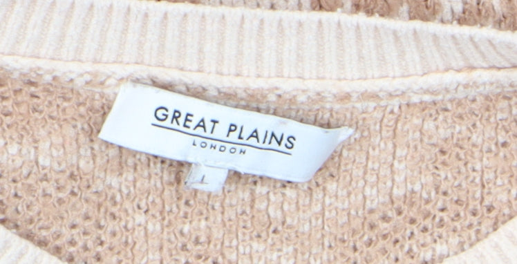 Great Plains Women's Beige Animal Print Wool Blend Jumper L