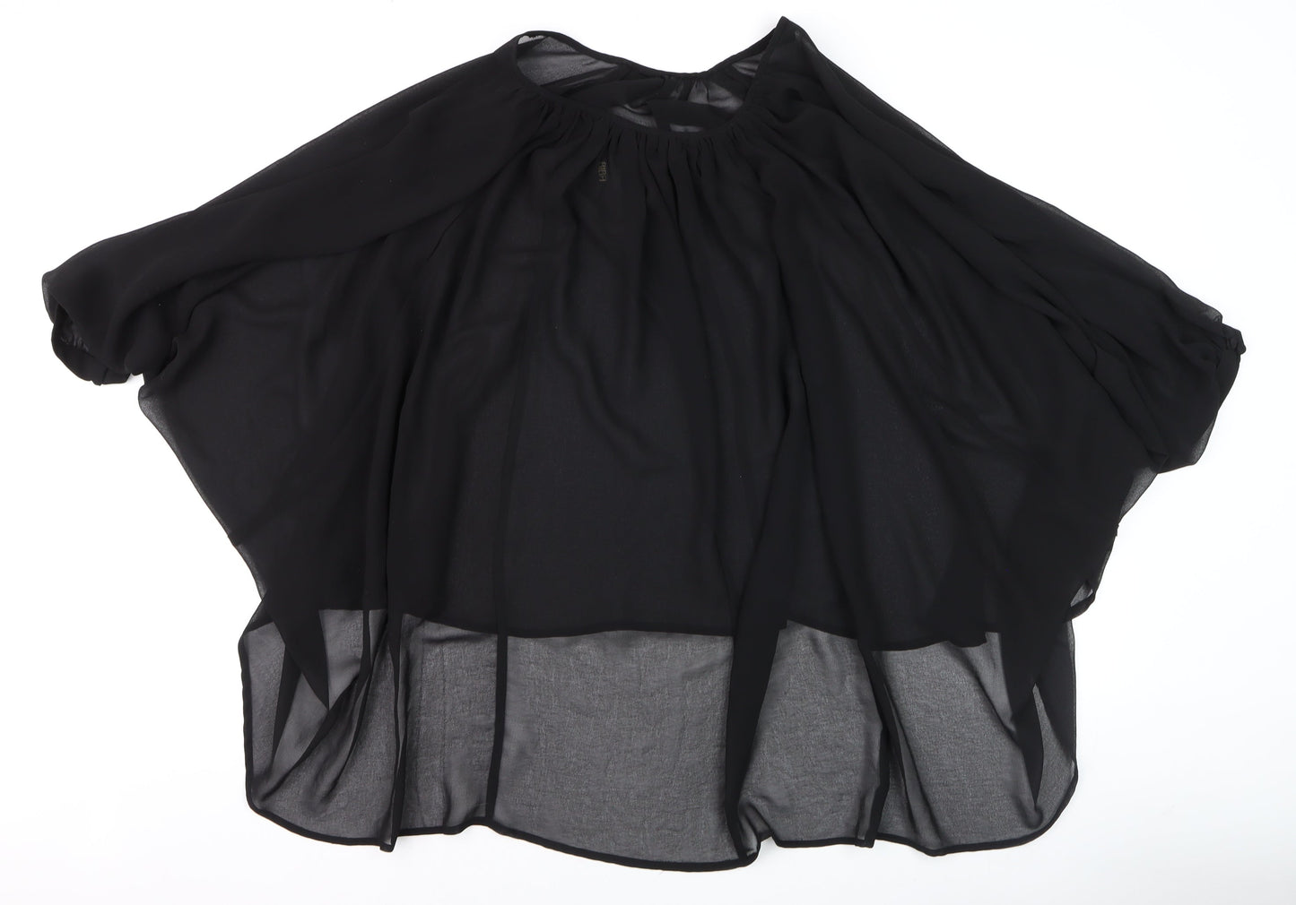 Biba Women's Black Chiffon Beaded Kimono Blouse Size 12
