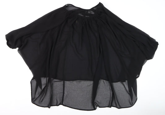 Biba Women's Black Chiffon Beaded Kimono Blouse Size 12