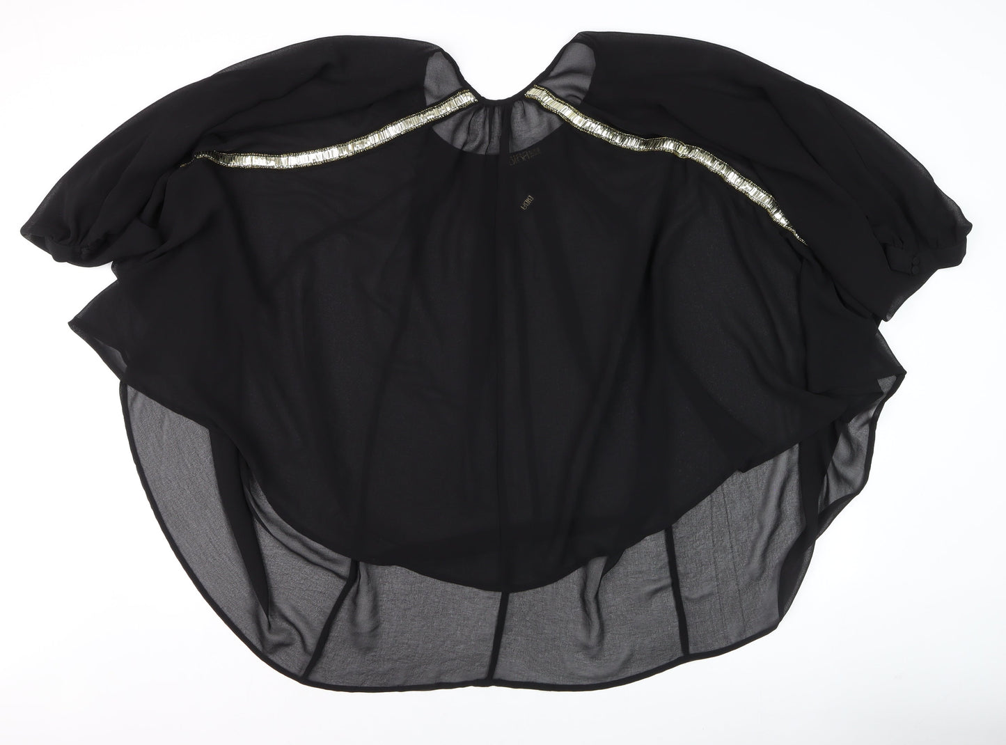 Biba Women's Black Chiffon Beaded Kimono Blouse Size 12