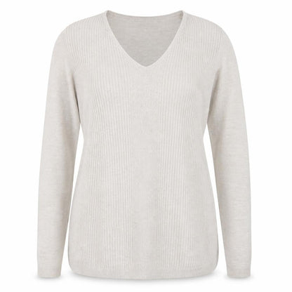 Delicate Love Womens Beige V-Neck Long Sleeve Pullover Jumper M