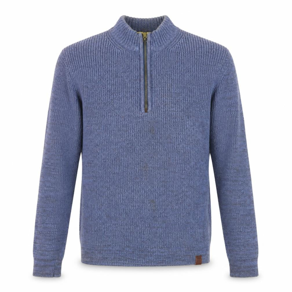 Camel Active Men's Blue Cotton Half Zip Jumper Size M