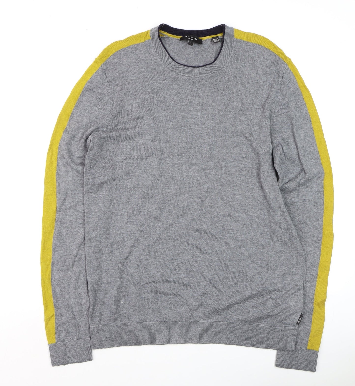 Ted Baker Men’s Grey Crew Neck Cotton Blend Pullover Jumper Size L