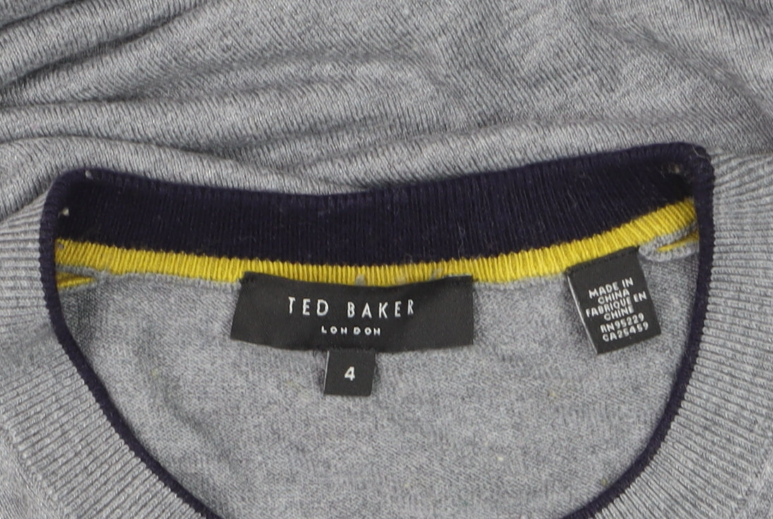 Ted Baker Men’s Grey Crew Neck Cotton Blend Pullover Jumper Size L