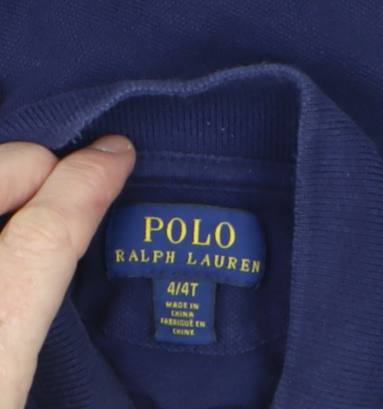 Ralph Lauren Boys Blue Polo Shirt 4 Years Collared Short Sleeve Casual