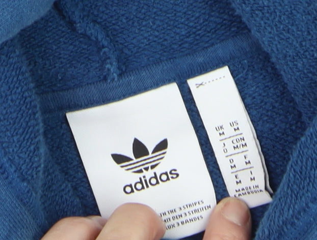 Adidas Men's Blue Pullover Hoodie M Sports Fleece Logo