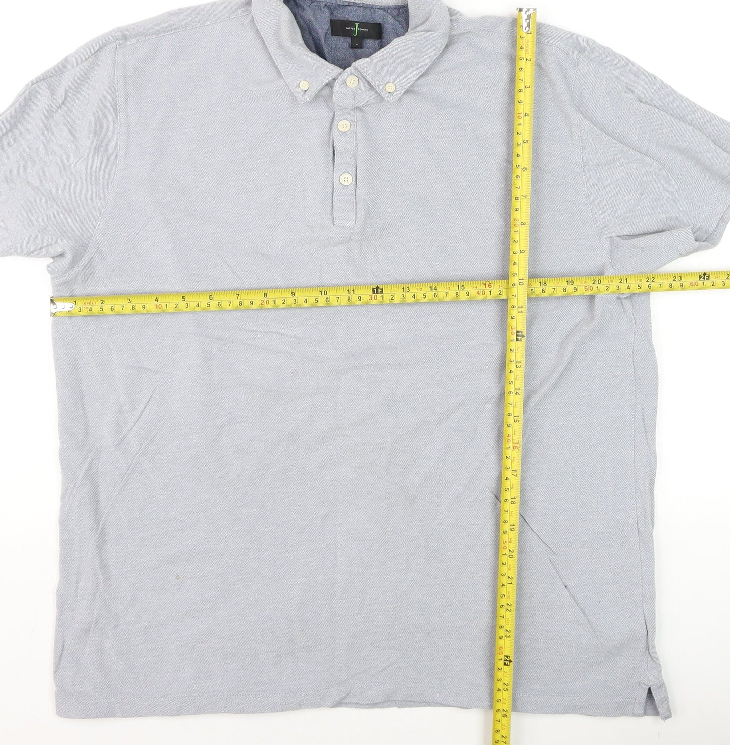 Jasper Conran Men's Grey Collared Short Sleeve Cotton T-Shirt Size L