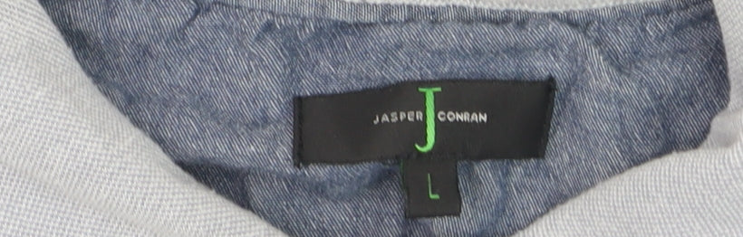Jasper Conran Men's Grey Collared Short Sleeve Cotton T-Shirt Size L