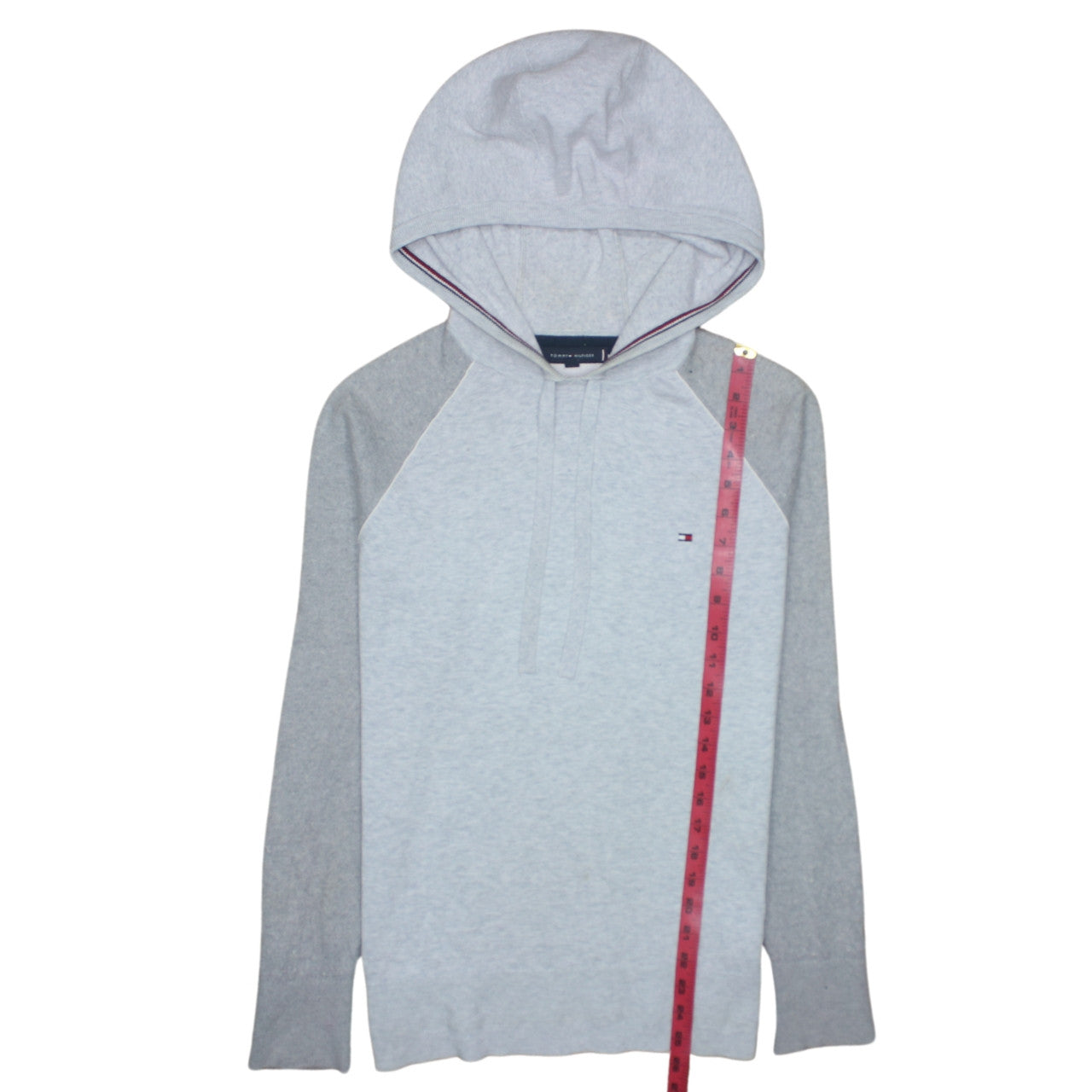 Tommy Hilfiger Men’s Grey Pullover Hoodie Medium Logo Cotton