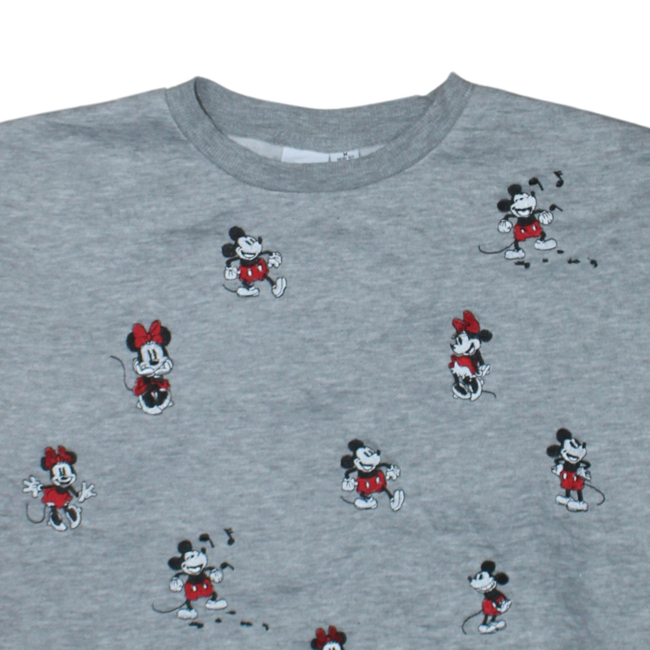 Disney Women's Grey Mickey & Minnie Crew Neck Sweatshirt Size M