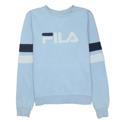 Additional front view of Fila Women's Light Blue Crew Neck Logo Sweatshirt, size S