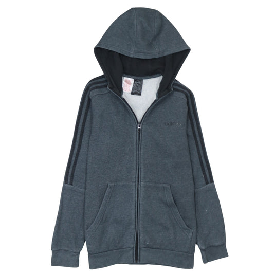 Adidas Boys Grey Full Zip Fleece Hoodie Size 13-14 Years