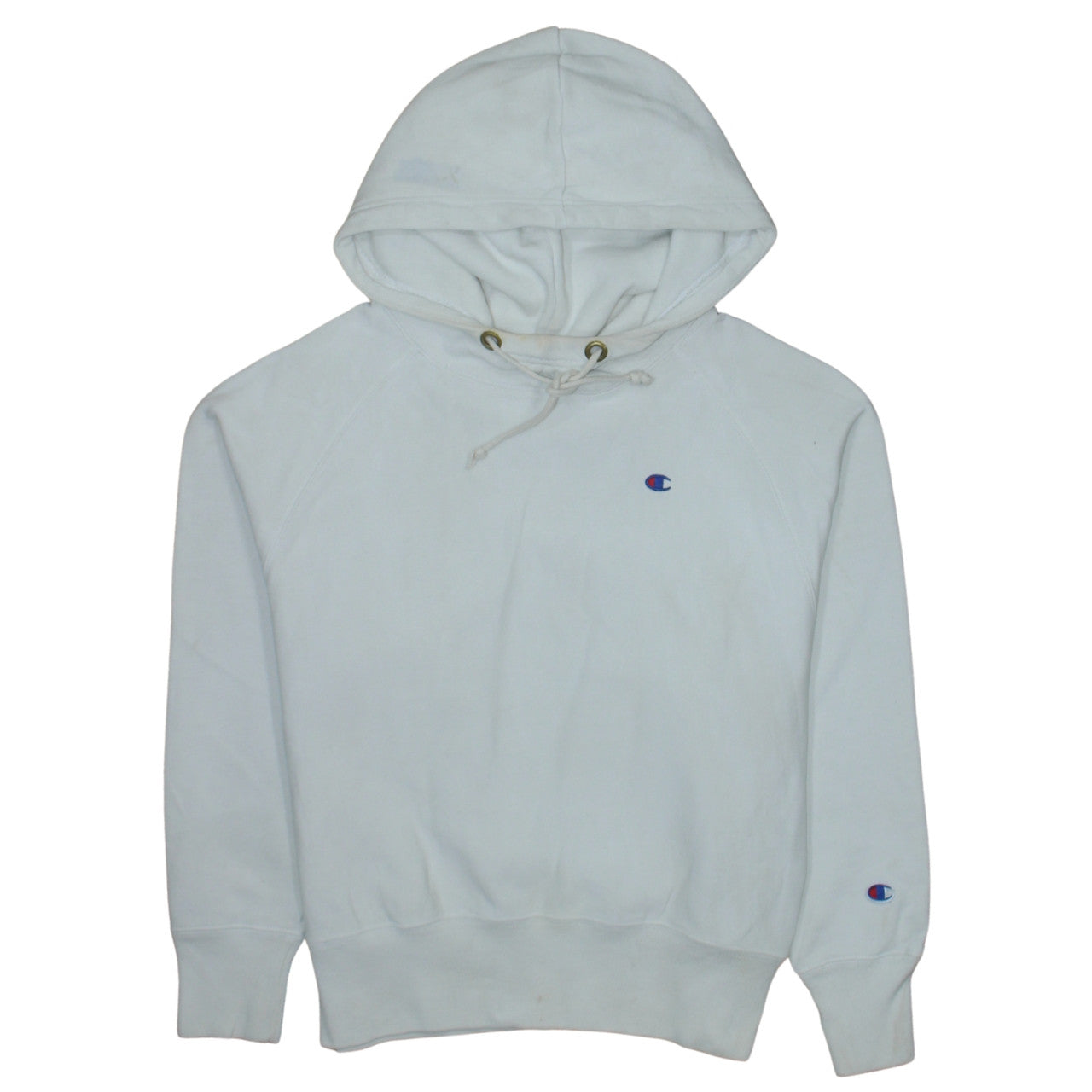 Champion Women White Small Pullover Hoodie Reverse Weave Cotton Blend