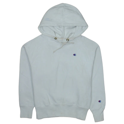 Champion Women White Small Pullover Hoodie Reverse Weave Cotton Blend