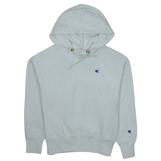 Champion Women White Small Pullover Hoodie Reverse Weave Cotton Blend