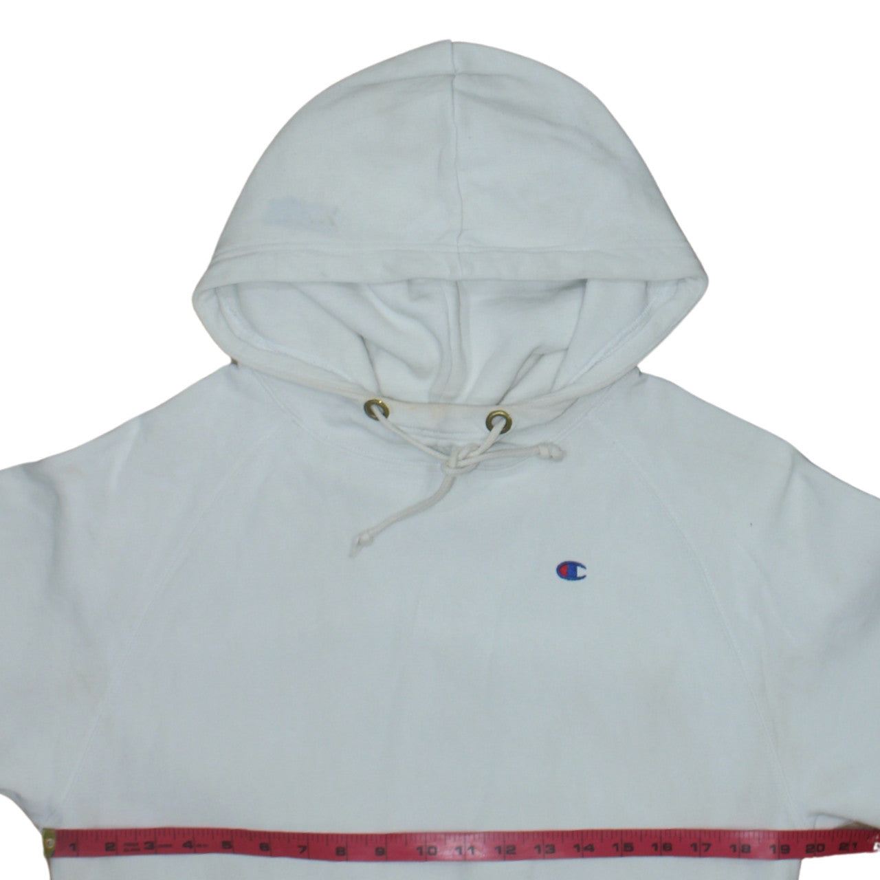 Champion Women White Small Pullover Hoodie Reverse Weave Cotton Blend