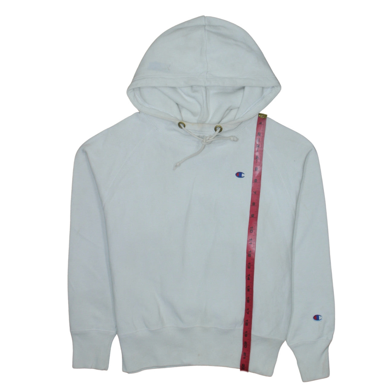Champion Women White Small Pullover Hoodie Reverse Weave Cotton Blend