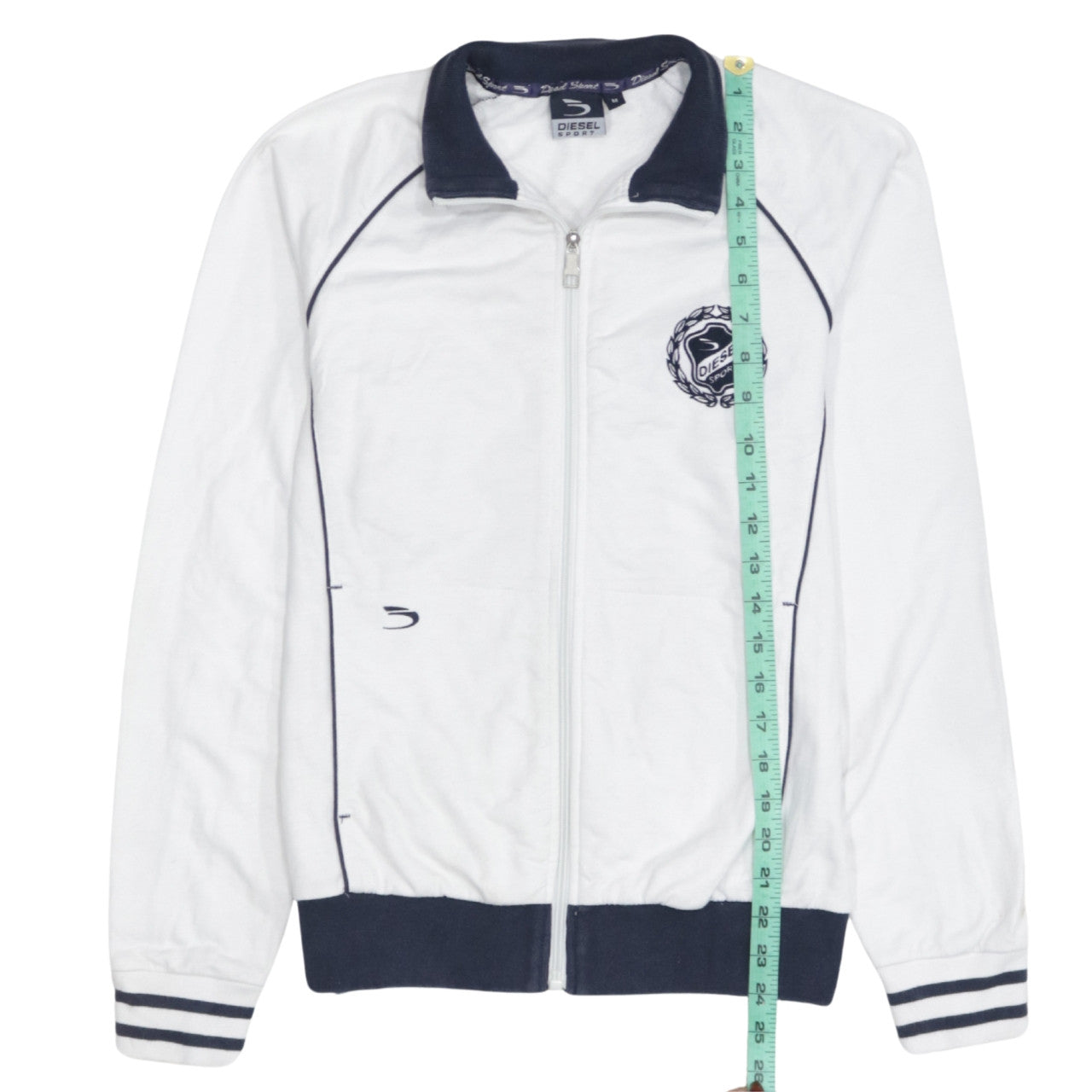 Diesel Men's White Track Jacket M Sports Zip Athletic Top