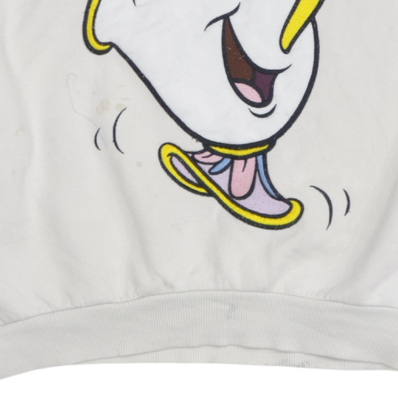 Bershka Disney Women White Chip Sweatshirt Size M Pullover Cotton Blend