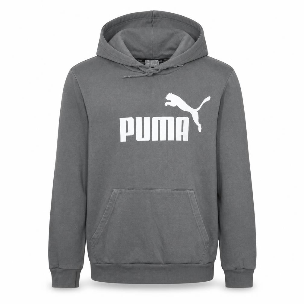 Puma Men's Grey Pullover Hoodie Size S Logo Fleece Sweatshirt