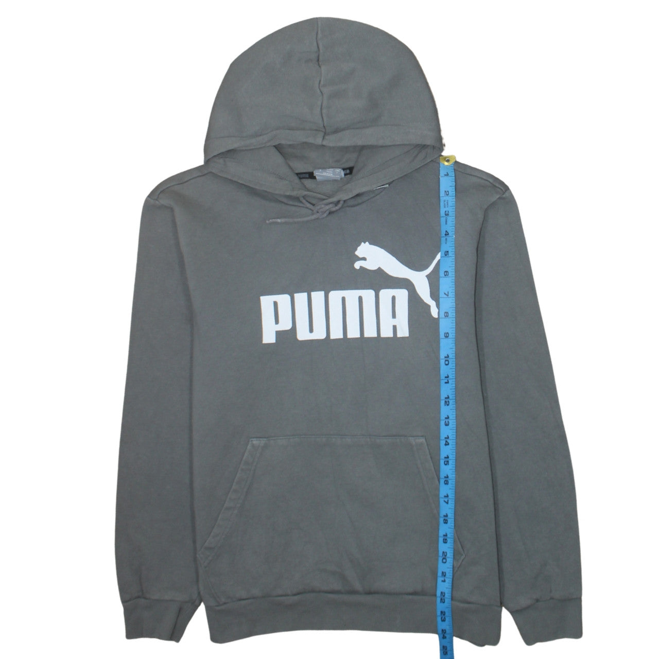 Puma Men's Grey Pullover Hoodie Size S Logo Fleece Sweatshirt