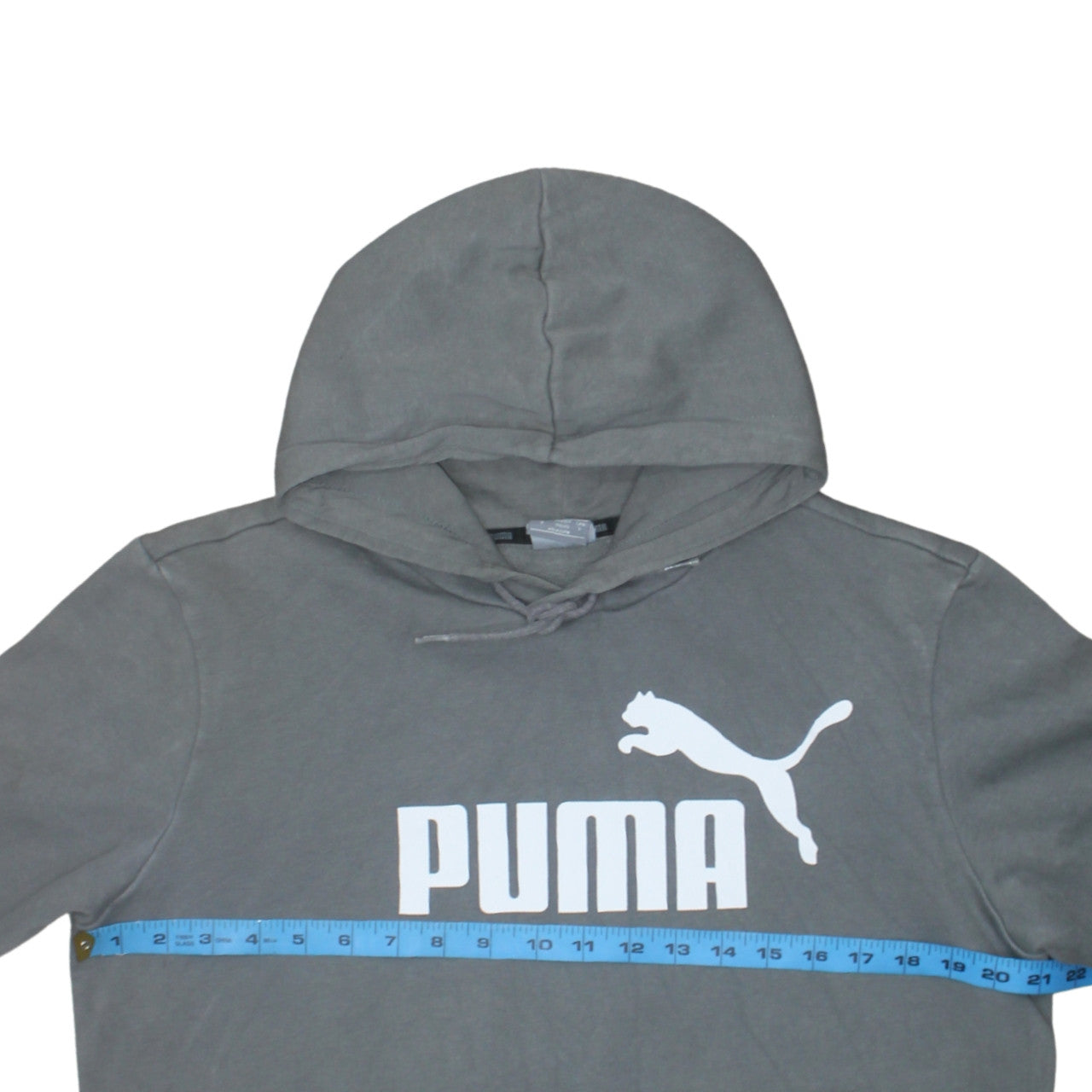 Puma Men's Grey Pullover Hoodie Size S Logo Fleece Sweatshirt