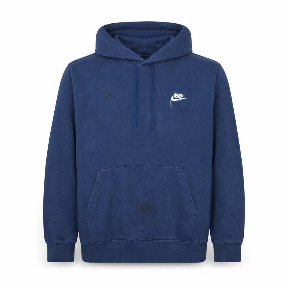 Nike Men Blue Pullover Hoodie L Fleece Logo Sportswear