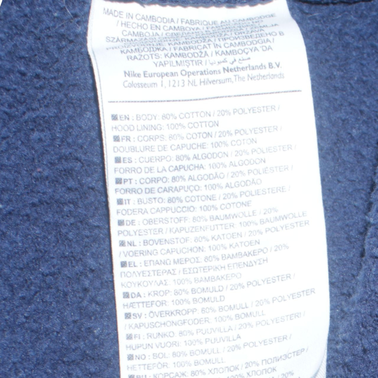 Nike Men Blue Pullover Hoodie L Fleece Logo Sportswear