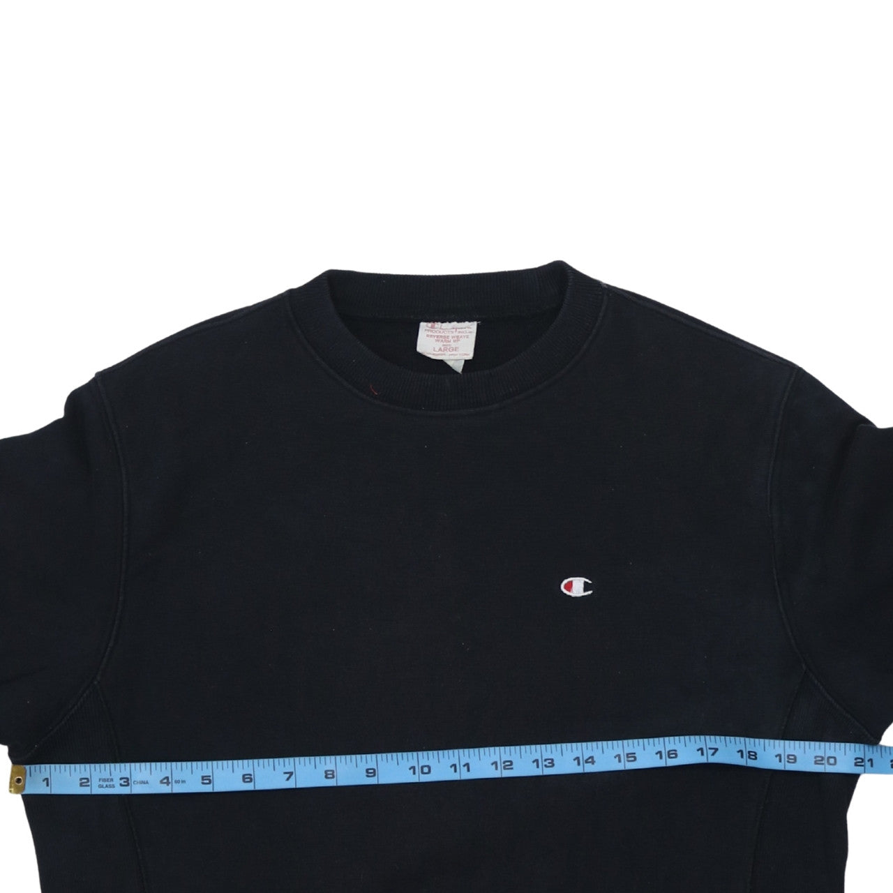 Champion Men Black Large Pullover Crew Neck Sweatshirt