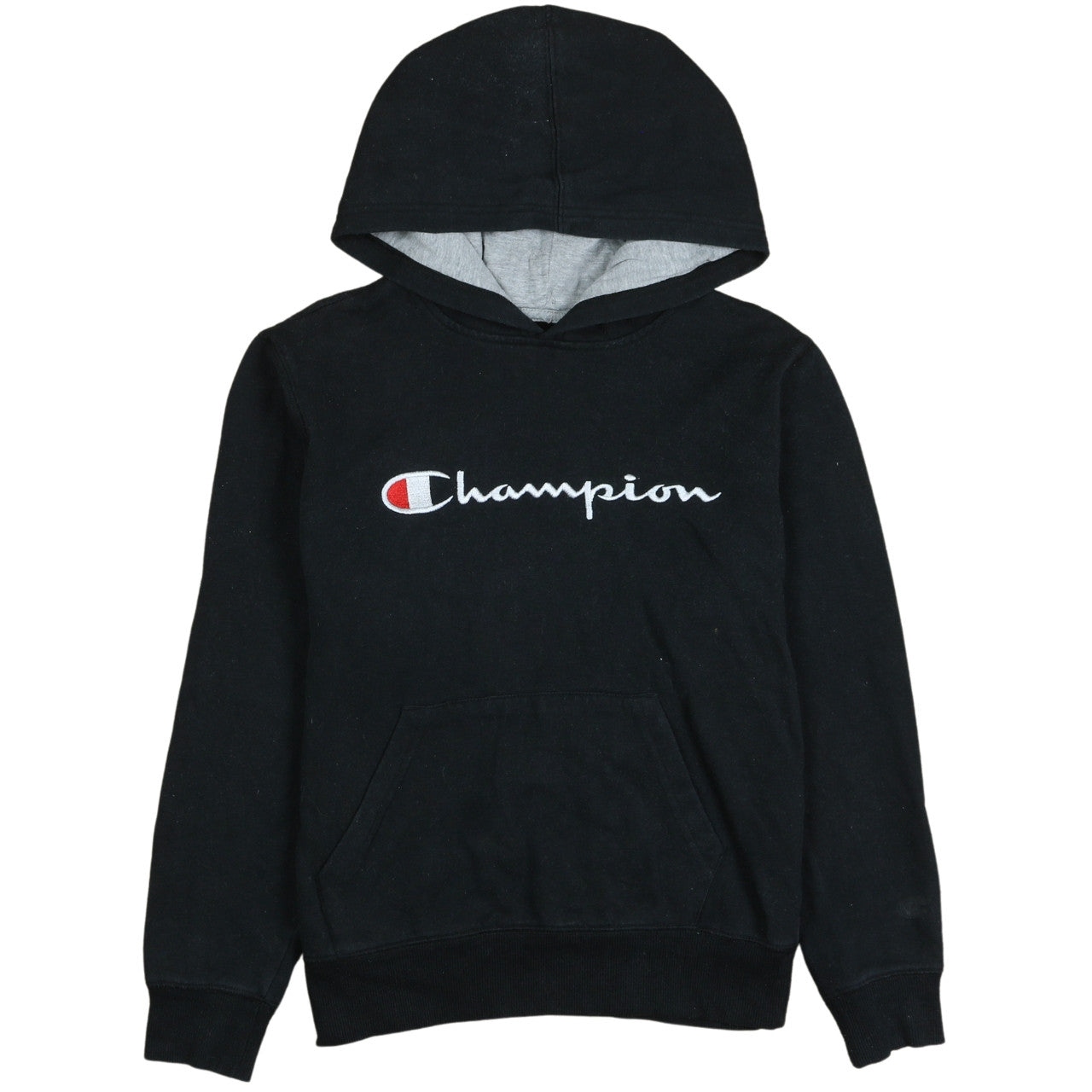Champion Boys Black Pullover Hoodie L Logo Embroidered Fleece Sweatshirt